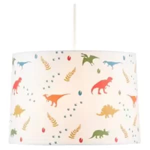 Glow Light Shade Glow in The Dark Dinosaurs Easy Fit Lampshade - White - Litecraft