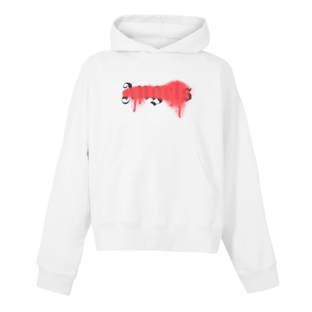 Palm Angels Mens Pull Over Hoodie White Red male M