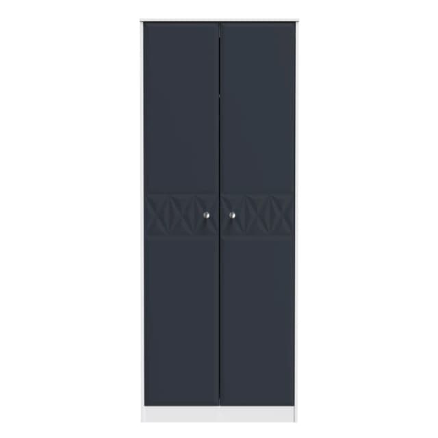 San Jose Ready Assembled Contemporary Matt Indigo & White Tall Double Wardrobe (H)1970mm (W)770mm (D)530mm
