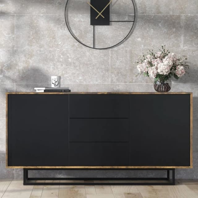 Creative Furniture Vista Loft Sideboard 140cm - Rustic & Black Doors Multicolor Unisex