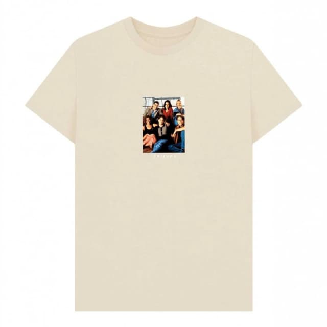 Friends Mens Photo Print T-Shirt in Cream Size: Small Cream Male S