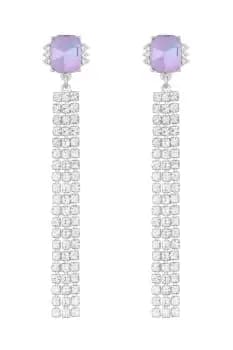 Silver Purple Aurora Borealis Emerald Cut Shower Drop Earrings