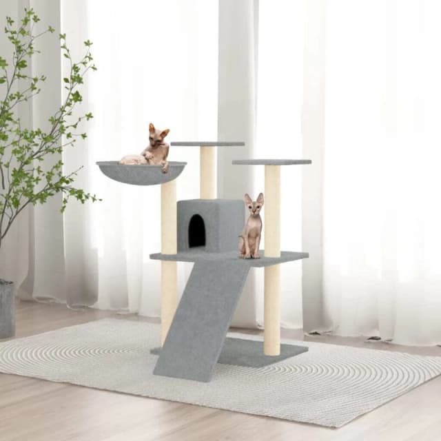 vidaXL Cat Tree with Sisal Scratching Posts Light Grey 83 cm, Grey 171652