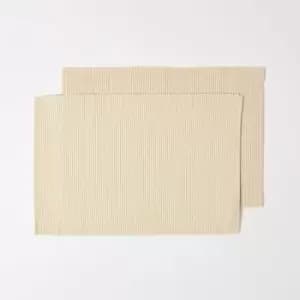 Cotton Plain Cream Pack of 2 Placemats - Homescapes