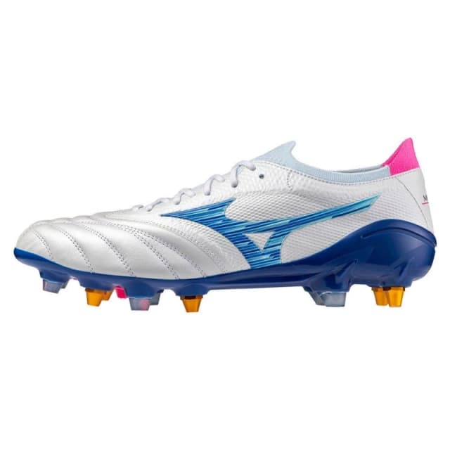 Mizuno Morelia Neo 4 Elite Adults Soft Ground Football Boots White/Turq/Pink male 8 (42)