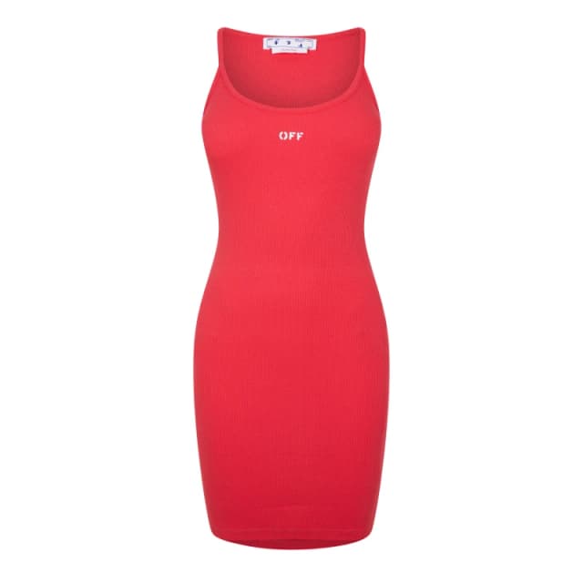 Off White Womens Logo Dress Red/White female 6 (2XS)