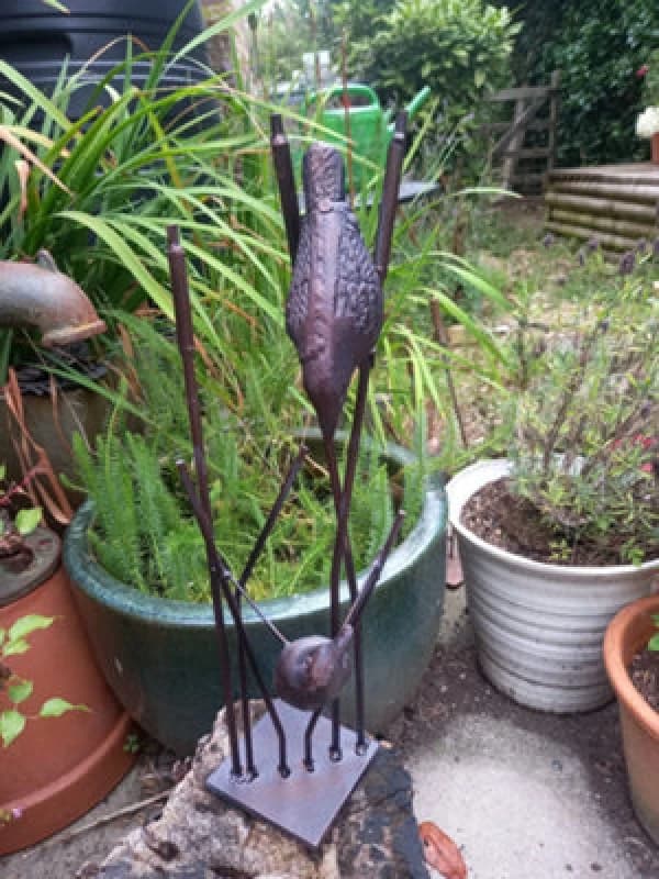 Inspirational Gifting Birds On Reeds Garden Sculpture Statue Ornament