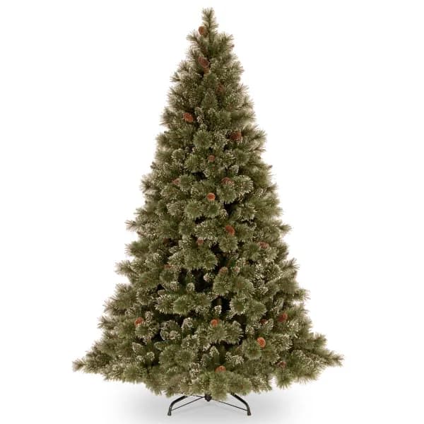 6ft Glittery Bristle Pine Pre-lit Christmas Tree Green