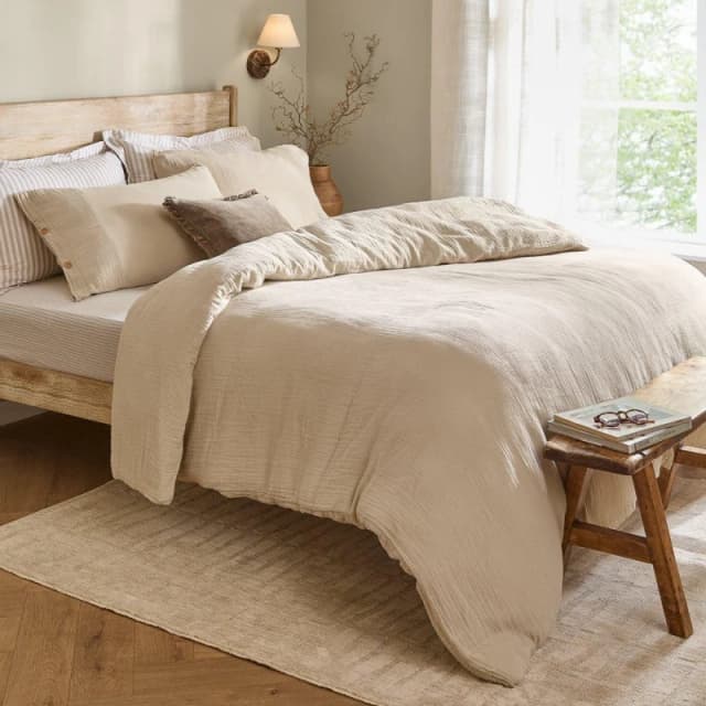 Lark Cotton Muslin Duvet Cover Set Natural, Natural / Single