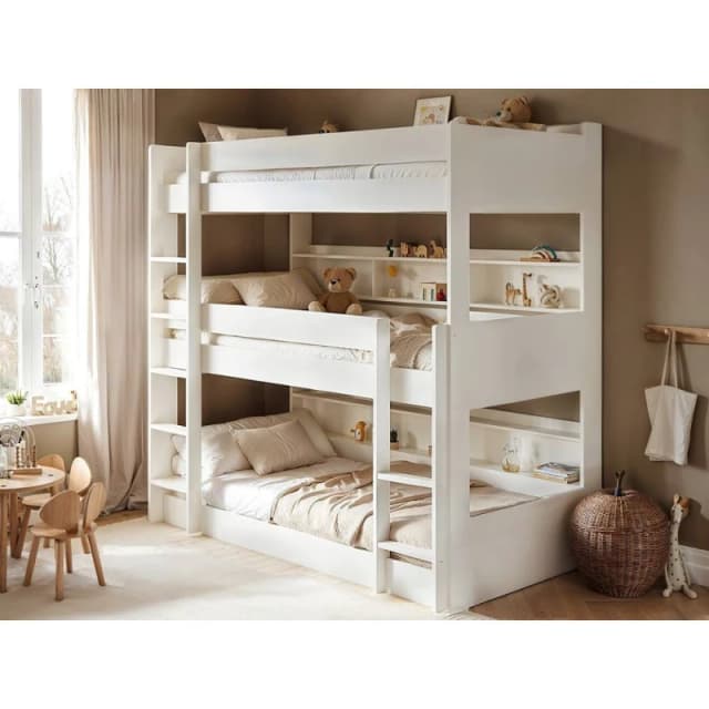 Noomi Clara Triple High Bunk Bed White Size: Single White Unisex Single