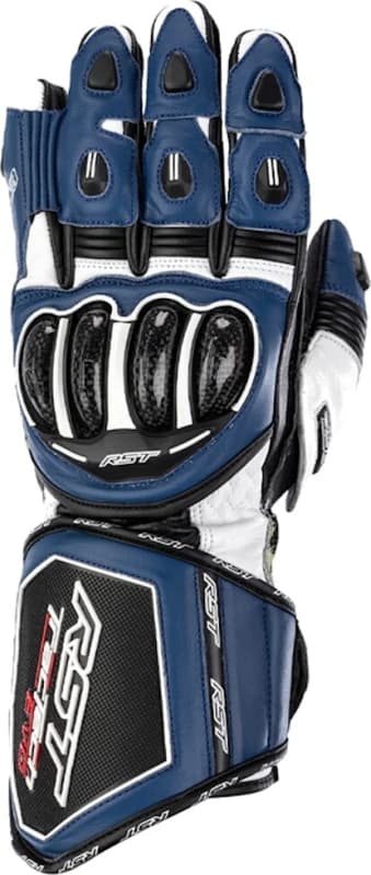RST Tractech Evo 4 Motorcycle Gloves, white-blue, Size L for Men