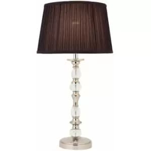 Diana Luxury 550mm Table Lamp Bright Nickel Black Shade Traditional Bulb Holder