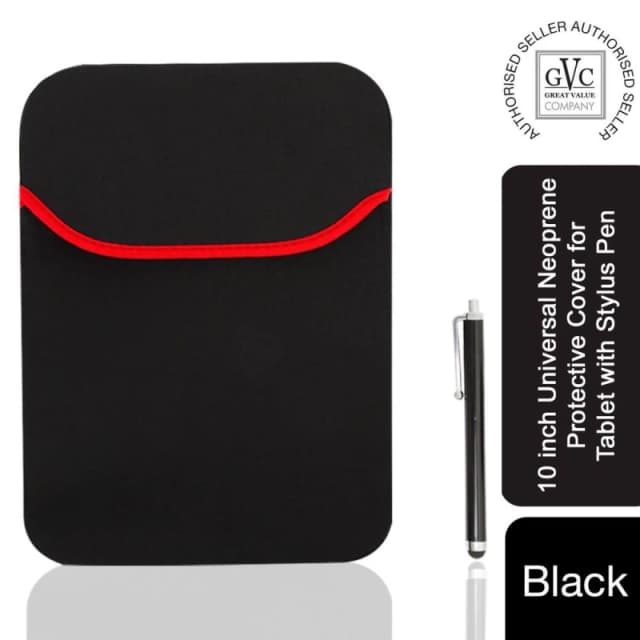 GVC GVC 10" Universal Black Neoprene Protective Cover for Tablet with Stylus Pen
