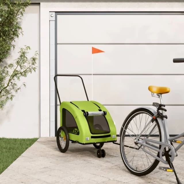 VIDAXL Pet Bike Trailer Green Oxford Fabric and Iron Vidaxl 8720845770754