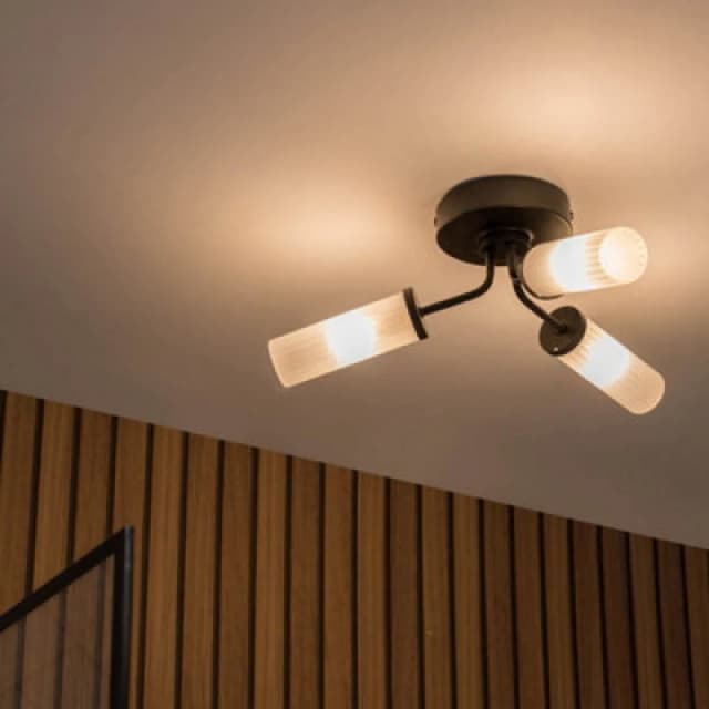 ValueLights Canya 3 Way Black Bathroom Ceiling Light (Flush) Black unisex