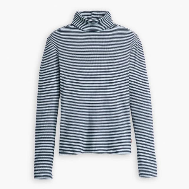 Levis Womens Dreamy Turtleneck Burgundy Long Sleeve T-Shirt Navy Blazer female 8 (XS)