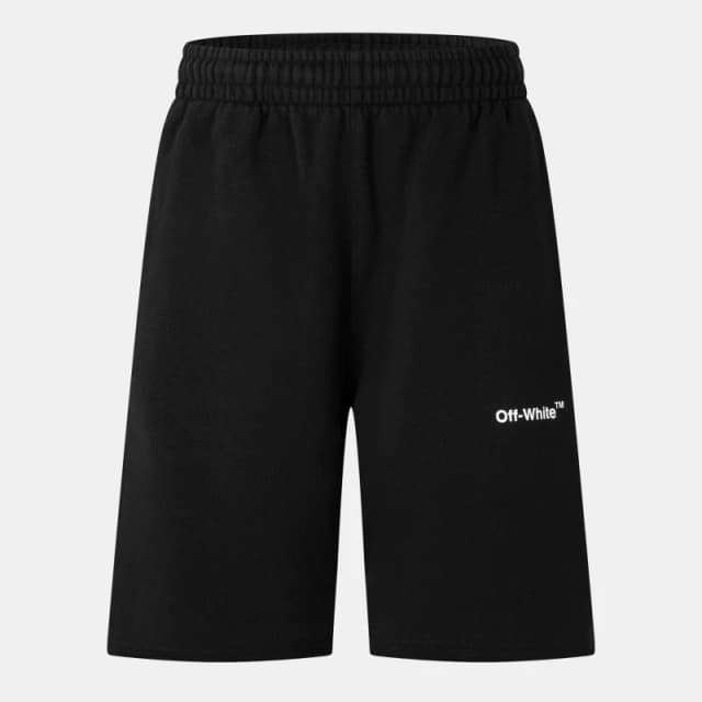 Off White Mens Diag Cotton Arrow Motif Fleece Jogger Shorts Black/White male XXS