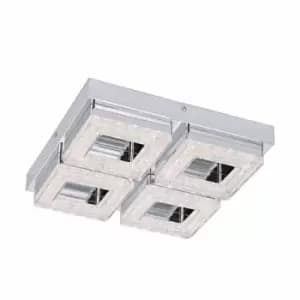 Eglo Polished Chrome And Crystal 4 Light Square Ceiling Light