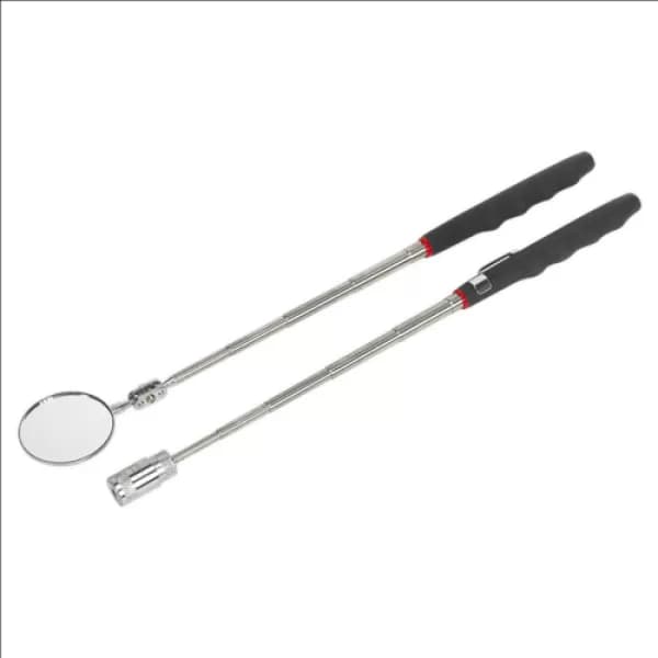 Siegen S0941 Telescopic Magnetic LED Pick-Up Tool & Inspection Mirror Set 2pc