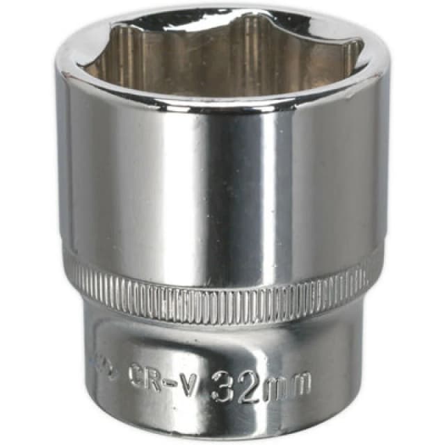 Loops 32mm Forged Steel Drive Socket - 1/2" Square Drive - Polished Chrome Vanadium Metallics