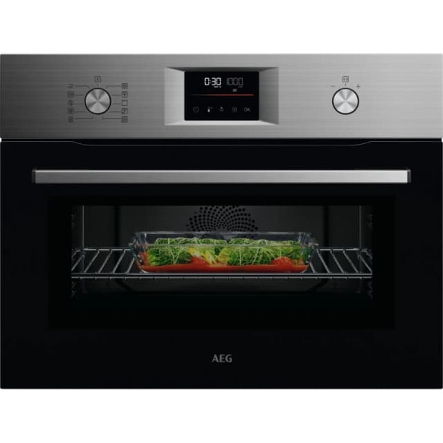 AEG 6000 CombiQuick OK6NK40M WiFi Connected Built In Compact Electric Single Oven with Microwave Function - Stainless Steel