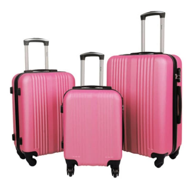 Groundlevel Pink Delta Stripe 3 Piece Luggage Set