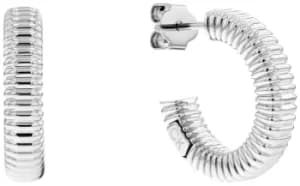 Calvin Klein 35000031 Silver Tone Ribbed Texture Open Hoop Jewellery