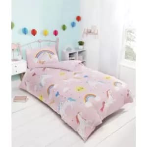 Unicorn And Rainbows Duvet Cover Set Glow In The Dark Double
