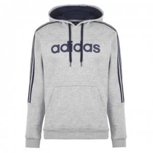 adidas Mens Essentials Sweatshirt Hoodie - MedGrey/Navy