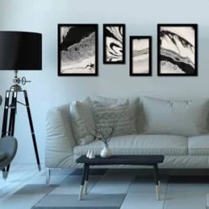 4P3040SCT010 Multicolor Decorative Framed MDF Painting (4 Pieces)