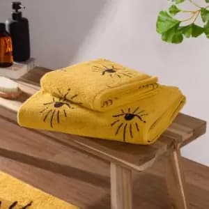 Theia Abstract Eye Towels Ochre, Ochre / Bath Towel (70x125cm)