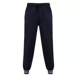 Front Row Unisex Adults Striped Cuff Joggers (M) (Navy/Heather Grey)