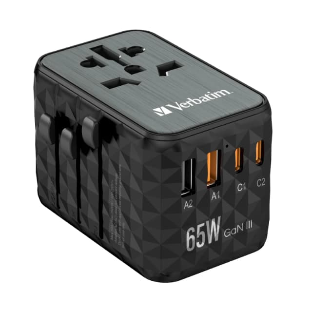 Verbatim UTA-05 GaN III 65W Universal Travel Adapter 32120 Black