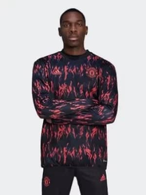 adidas Manchester United Pre-match Warm Top, Black Size M Men