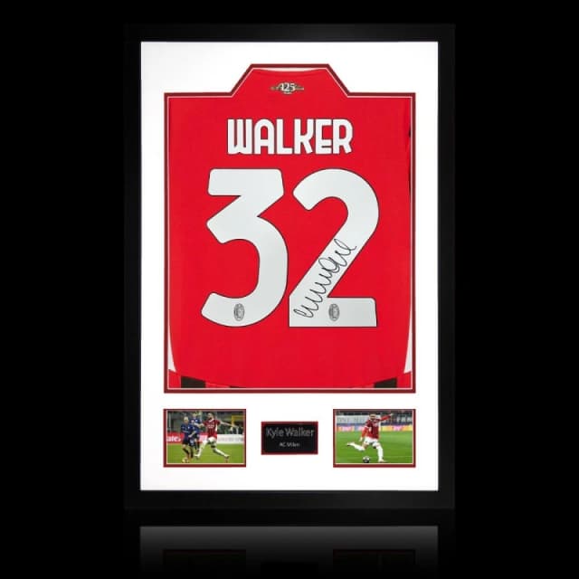 The Fan Cave Kyle Walker Signed AC Milan Shirt Premium Frame Red unisex 850mm x 60