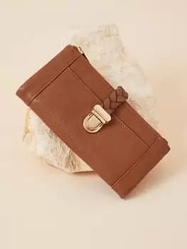 Accessorize Plait Push-lock Purse, Brown, Women