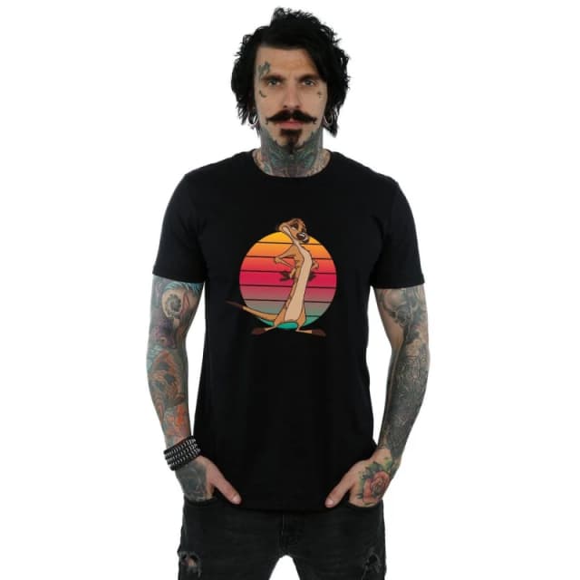 Disney Men The Lion King Timon Sunset T-Shirt in Black Size: Small Black S Male 5057972618509