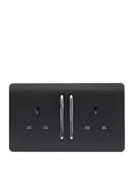 Trendiswitch 2G 13A Switched Socket Matt Black