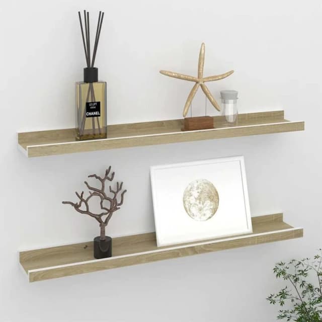 VIDAXL Vidaxl - Wall Shelves 2 pcs White and Sonoma Oak 60x9x3cm 8720286417911
