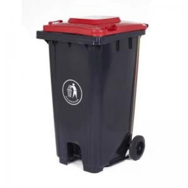 ESE Direct 240L Pedal-Operated Grey Wheelie Bin with Red Lid - 960 x 750 x 590mm (H x W x D) 421109 Wheelie Bins