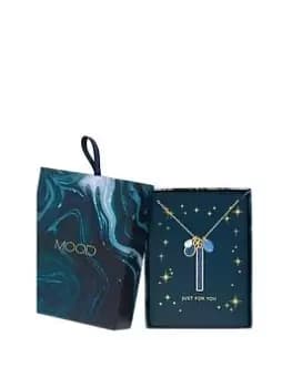 Mood Gold Tonal Blue Charm Pendant Necklace - Gift Boxed