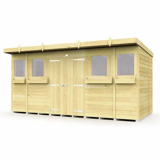 Buttercup Farm 14 x 6 Feet Pent Summer Shed - Wood - L178 x W417 x H201cm in Brown Brown Unisex