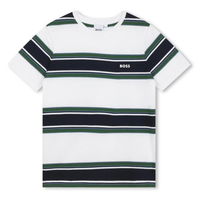Boss Striped T-Shirt Junior - White White 3 - 4 Years