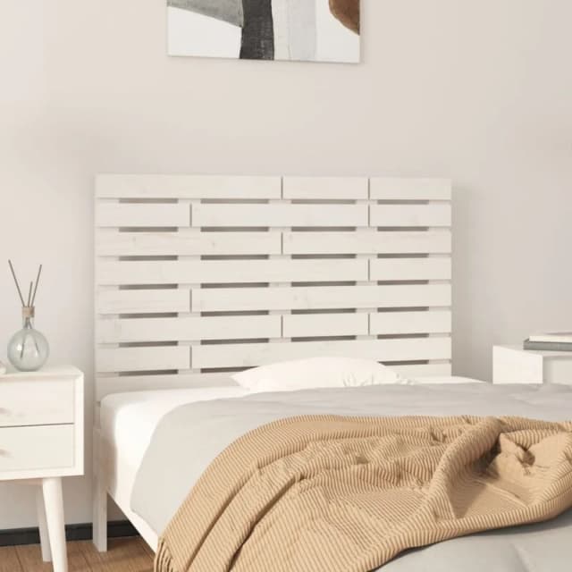 Vidaxl Wall Headboard White 106X3X63cm Solid Wood Pine, White 824714