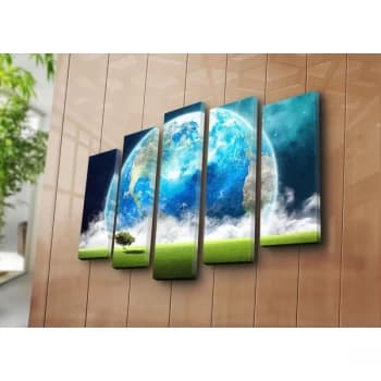 5PATK-163 Multicolor Decorative Canvas Painting (5 Pieces)