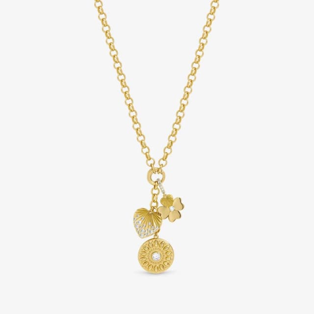 Inicio Gold Plated Multi Charm Necklace - Gift Pouch Gold female One Size
