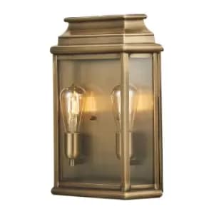Outdoor IP44 Twin Wall Light Aged Brass LED E27 100W d02505