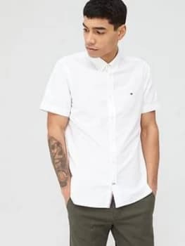 Tommy Hilfiger Slim Fit Organic Oxford Short Sleeve Shirt - White