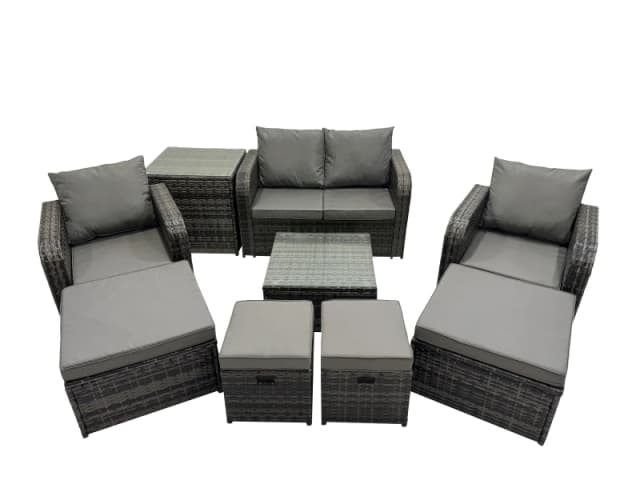 Fimous Love Sofa Reclining Chair Square Coffee Table Set & 4 Stool Side Table in Dark Grey Dark Grey Unisex
