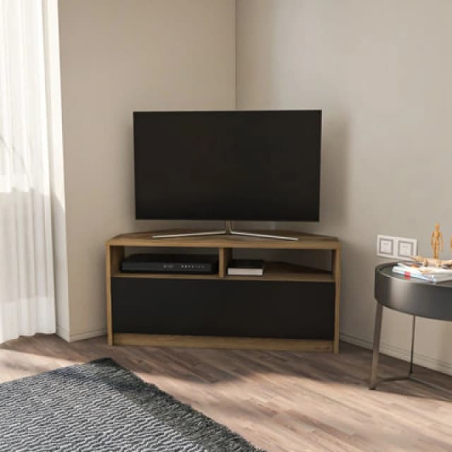 Decorotika Comero Corner TV Stand For Tvs Up To 43'' Oud Black